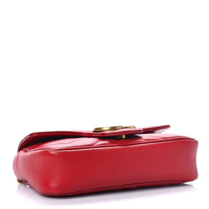 Gucci Calfskin Matelasse Super Mini GG Marmont Shoulder Bag Hibiscus Red 4 of 9
