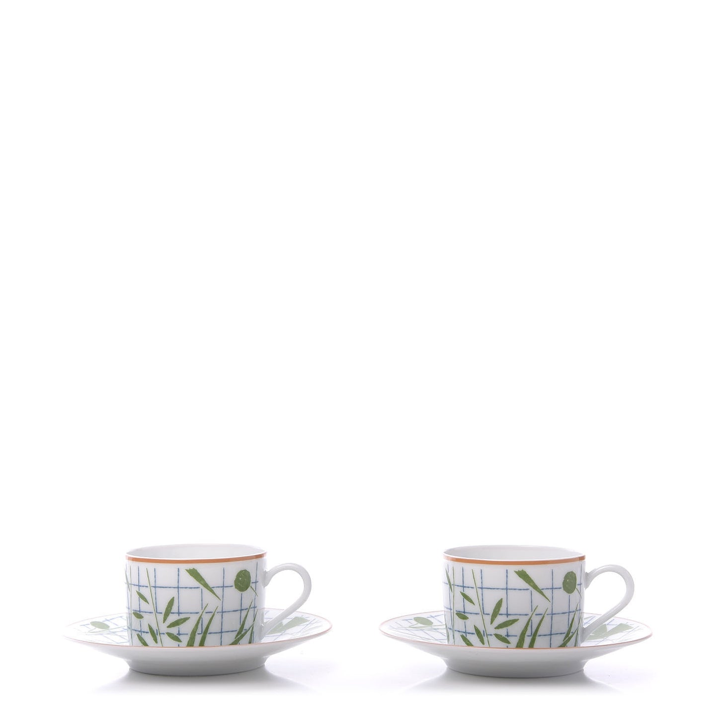 Porcelain A Walk In The Garden Tea Cup And Saucer Set Of 2