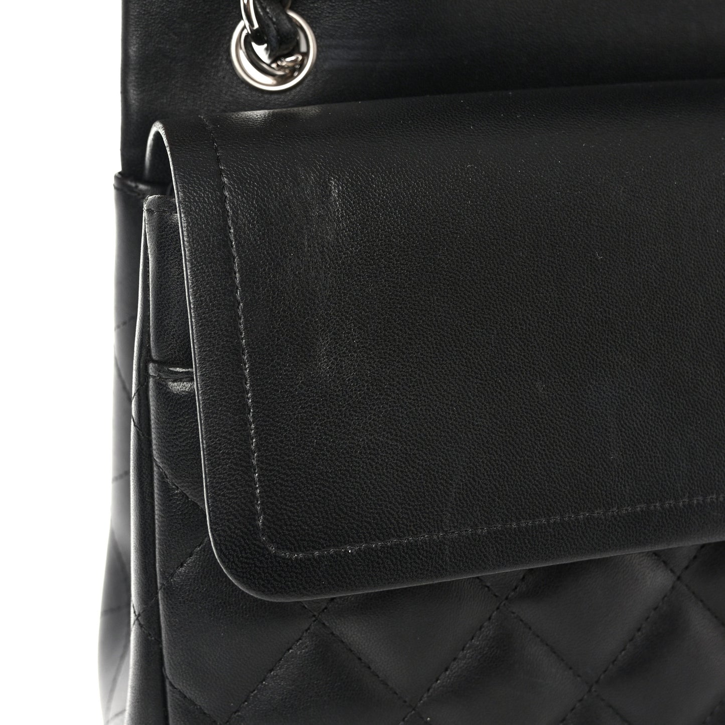 Lambskin Quilted Jumbo Double Flap Black