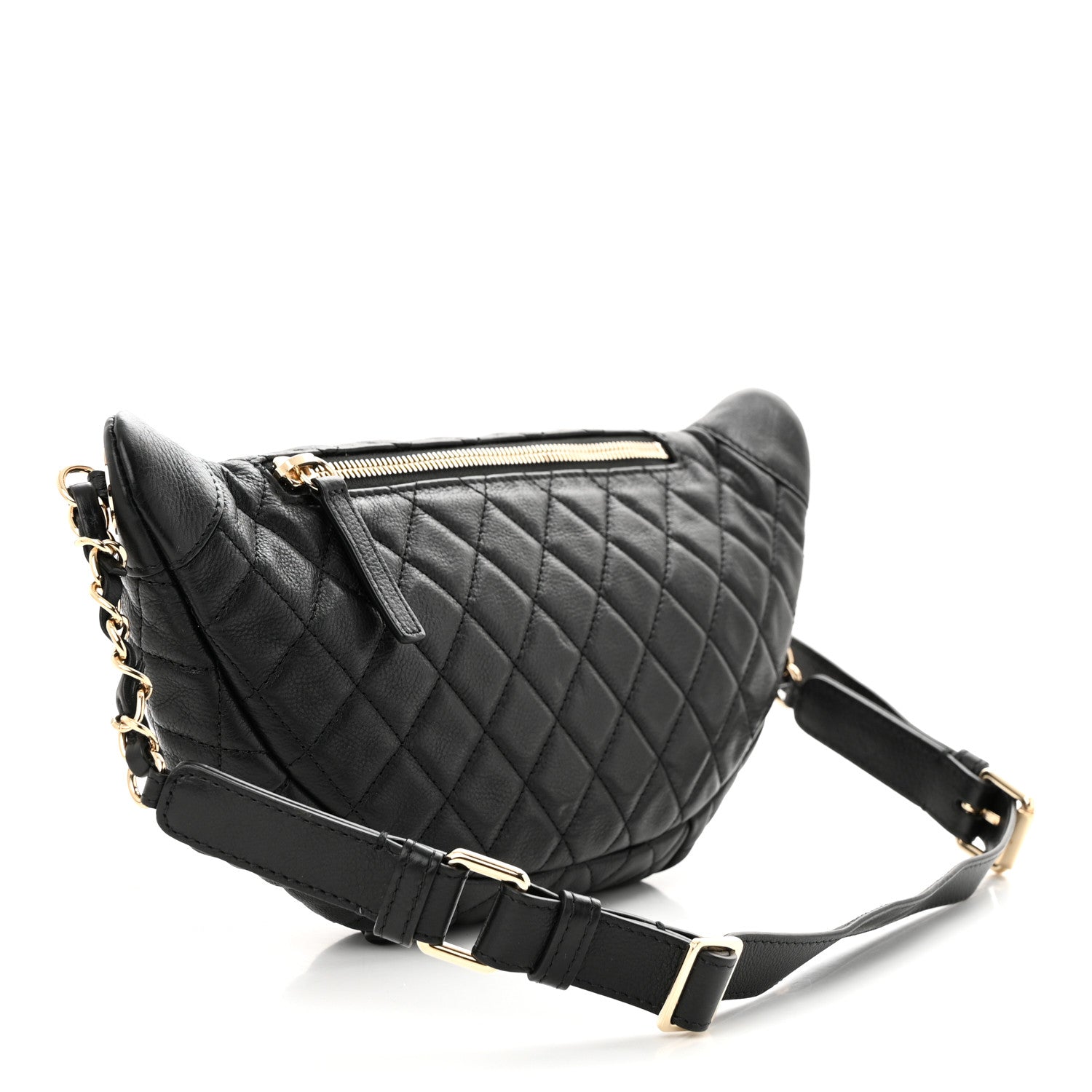Chanel Calfskin Quilted Banane Waist Bag Fanny Pack Black 3 of 11