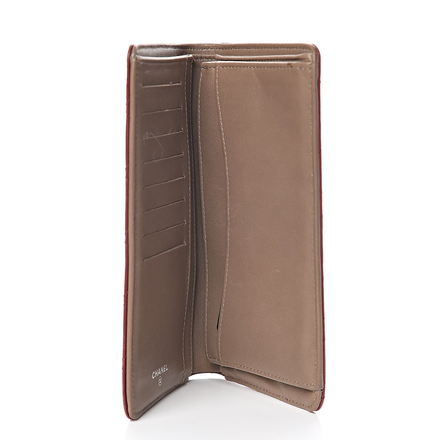 Lambskin Quilted Yen Wallet Red