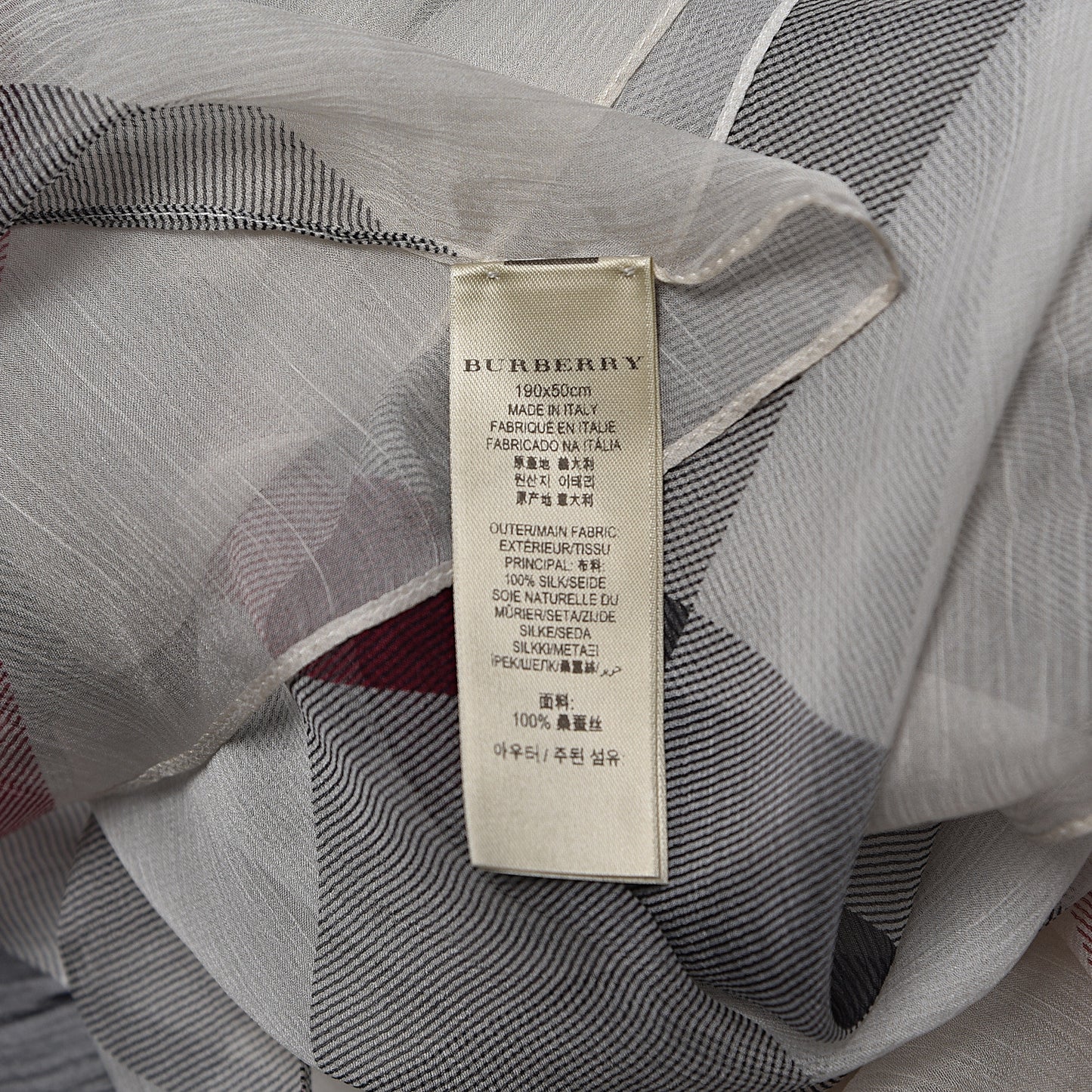 Silk Giant Check Scarf Ivory