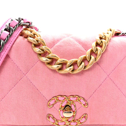 Chanel Denim Quilted Medium Chanel 19 Flap Neon Pink 8 of 10