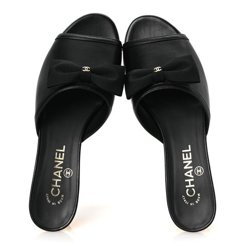 Lambskin CC Mules 38.5 Black
