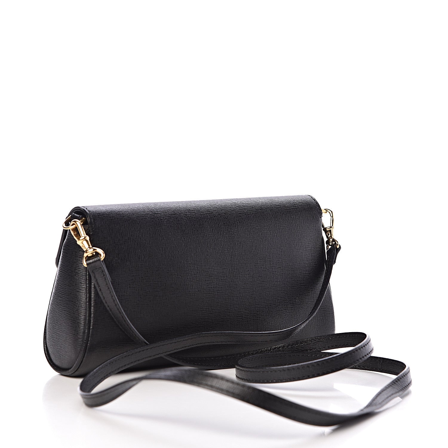 Fendi Vitello Elite Flap Crossbody Bag Black 3 of 11
