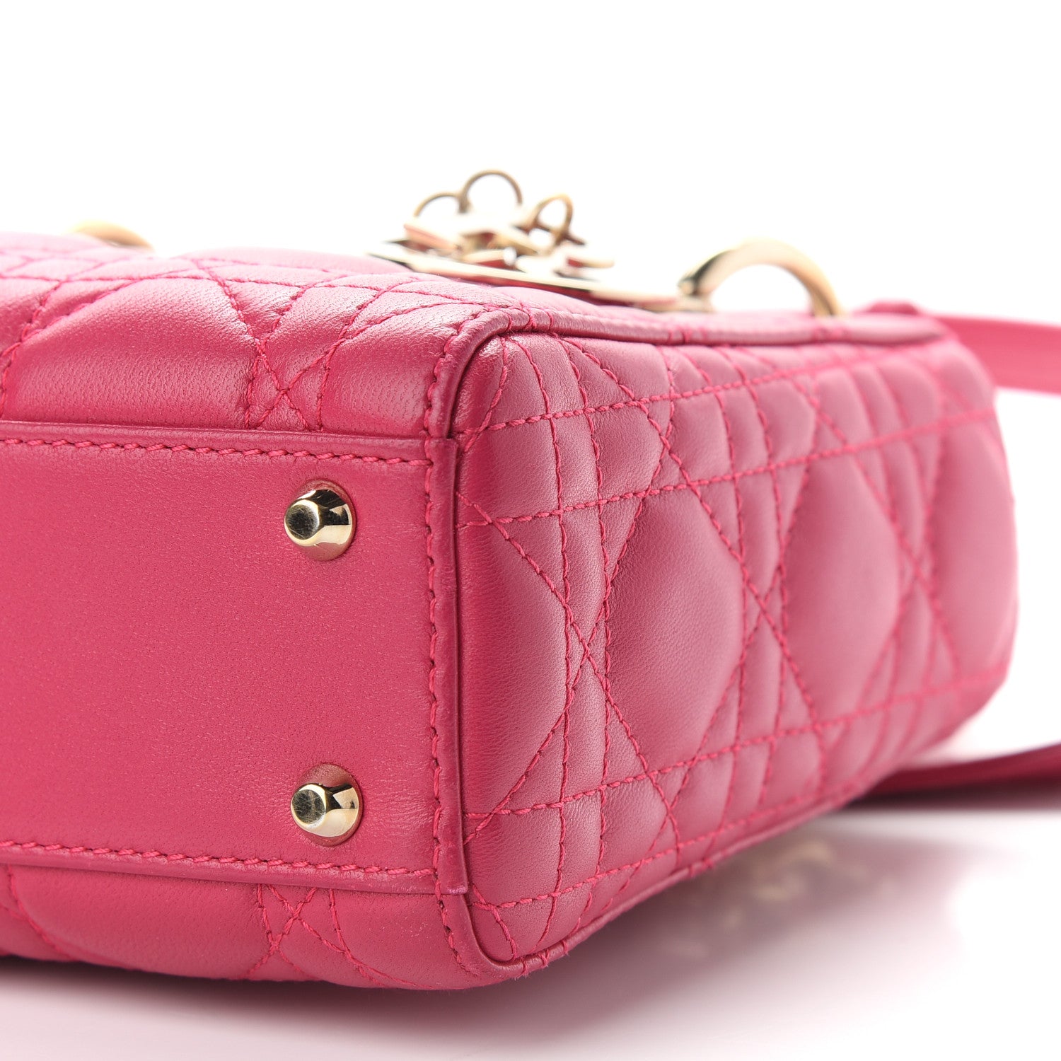 Christian Dior Lambskin Cannage Mini Lady Dior Fuchsia 8 of 8