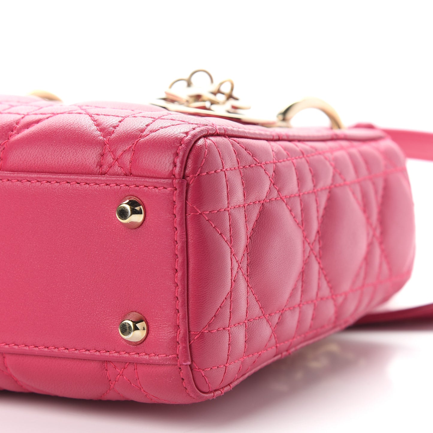 Lambskin Cannage Mini Lady Dior Fuchsia