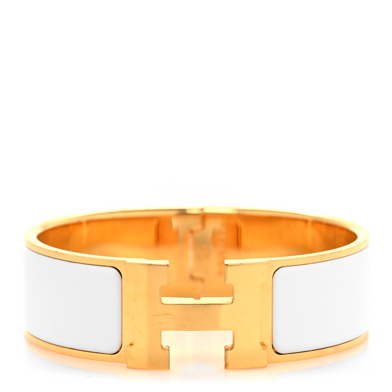 Hermes Enamel Wide Clic Clac H Bracelet GM White 1 of 4
