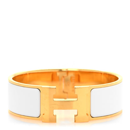 Hermes Enamel Wide Clic Clac H Bracelet GM White 1 of 4