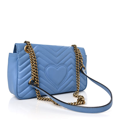 Gucci Calfskin Matelasse Small GG Marmont Shoulder Bag Clear Sky Blue 3 of 9