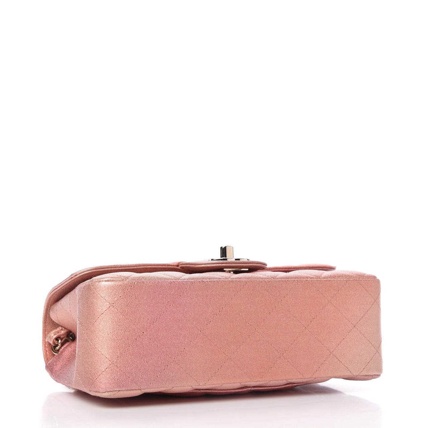 Metallic Lambskin Quilted Ombre Mini Rectangular Flap Pink