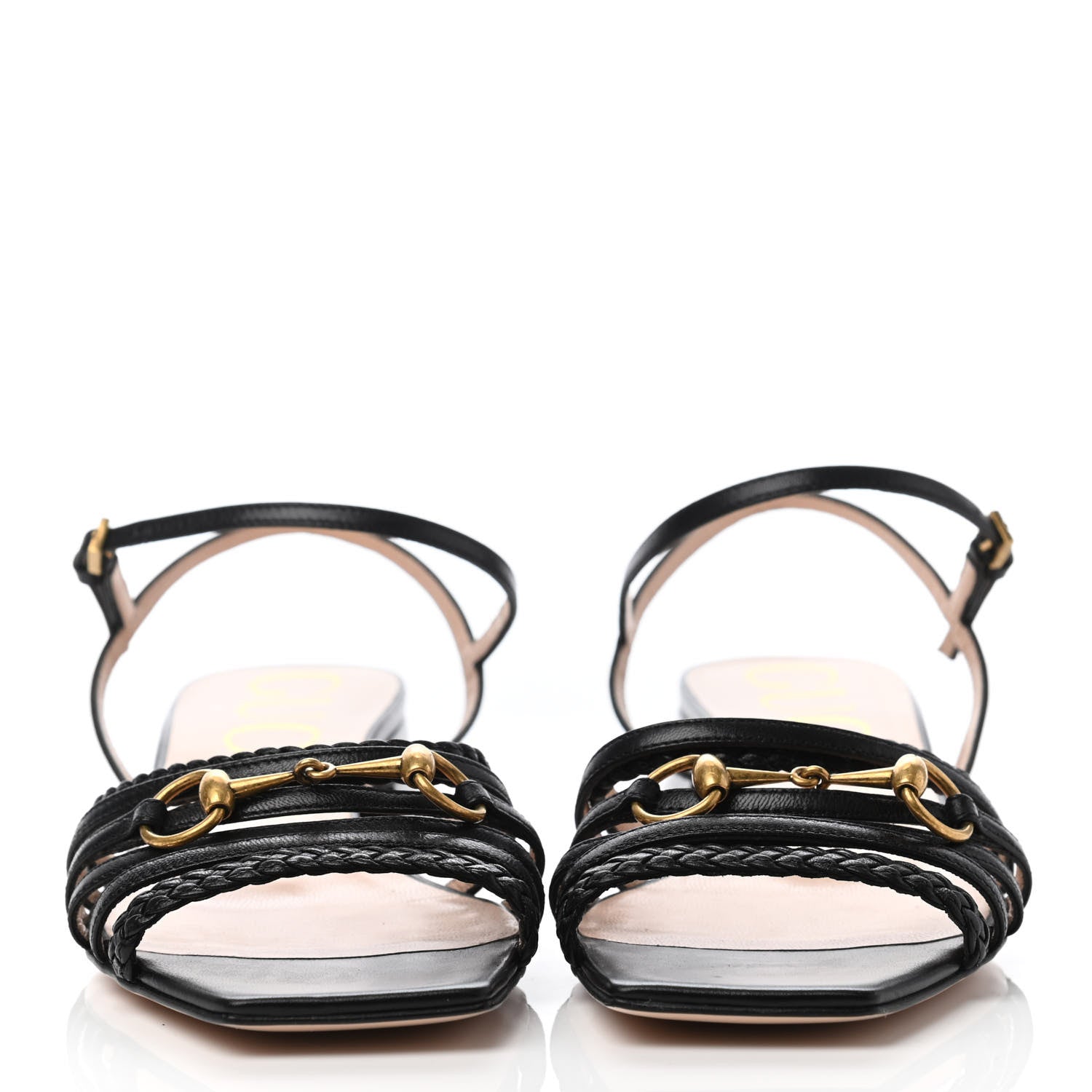 Gucci Calfskin Braided Horsebit Sandals 36.5 Black 2 of 4