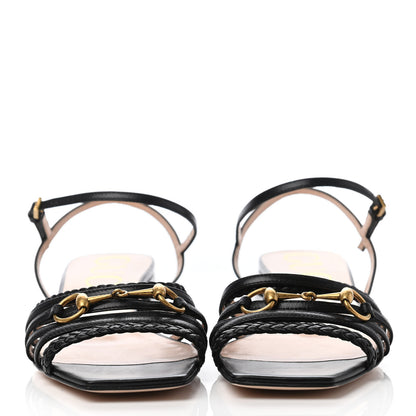 Gucci Calfskin Braided Horsebit Sandals 36.5 Black 2 of 4