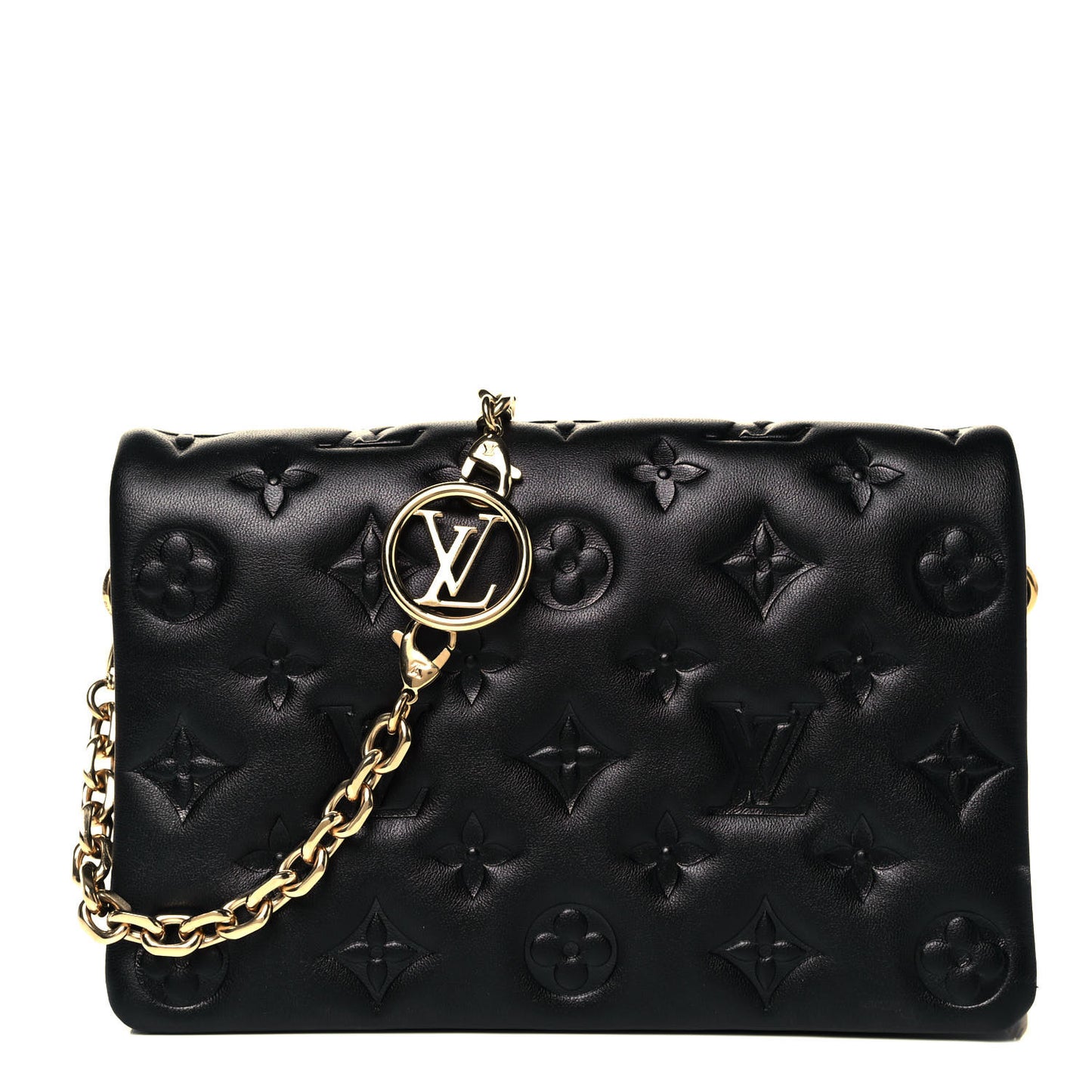 Lambskin Embossed Monogram Pochette Coussin Black