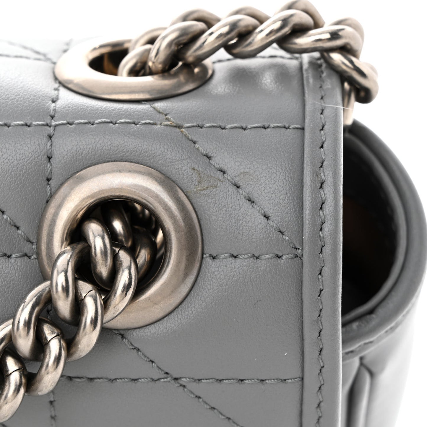 Calfskin Matelasse Aria Mini GG Marmont Shoulder Bag Deep Grey