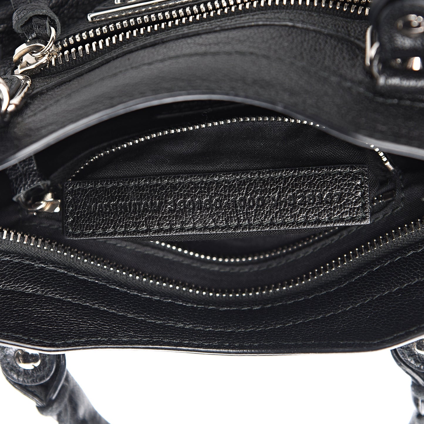 Chevre Silver Metallic Edge Hardware Mini City Black