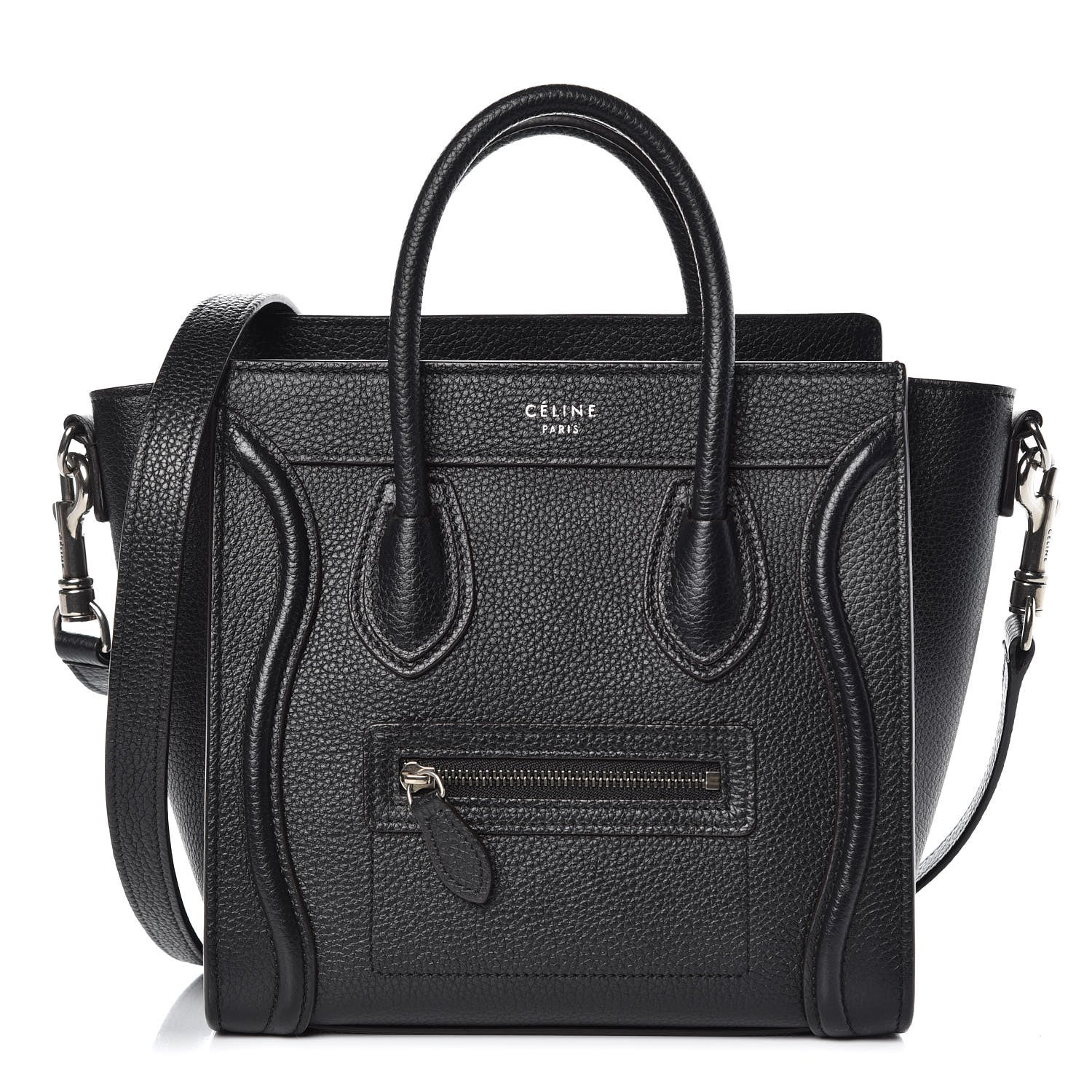 Celine Drummed Calfskin Nano Luggage Black 1 of 9