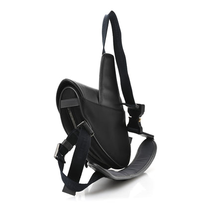 Christian Dior Nylon Grained Calfskin Saddle Bag Black Multicolor 3 of 12