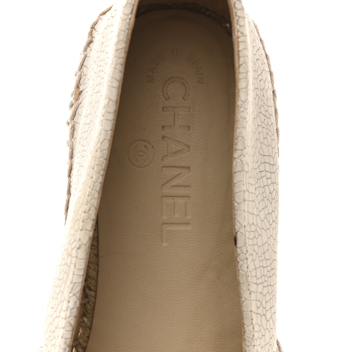 Chanel Crackled Calfskin Espadrilles 39 Light Beige Black 7 of 11