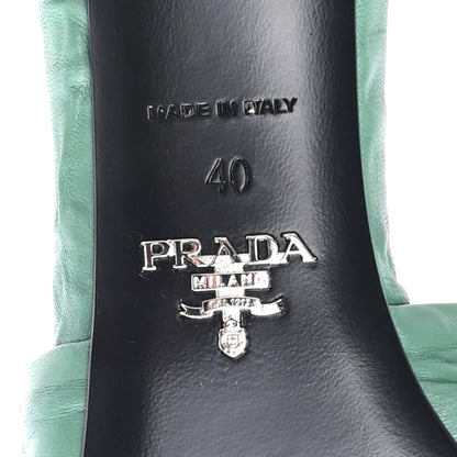 Prada Nappa Antique Metal Triangle Logo 55mm Slide Sandals 40 Salvia 7 of 9