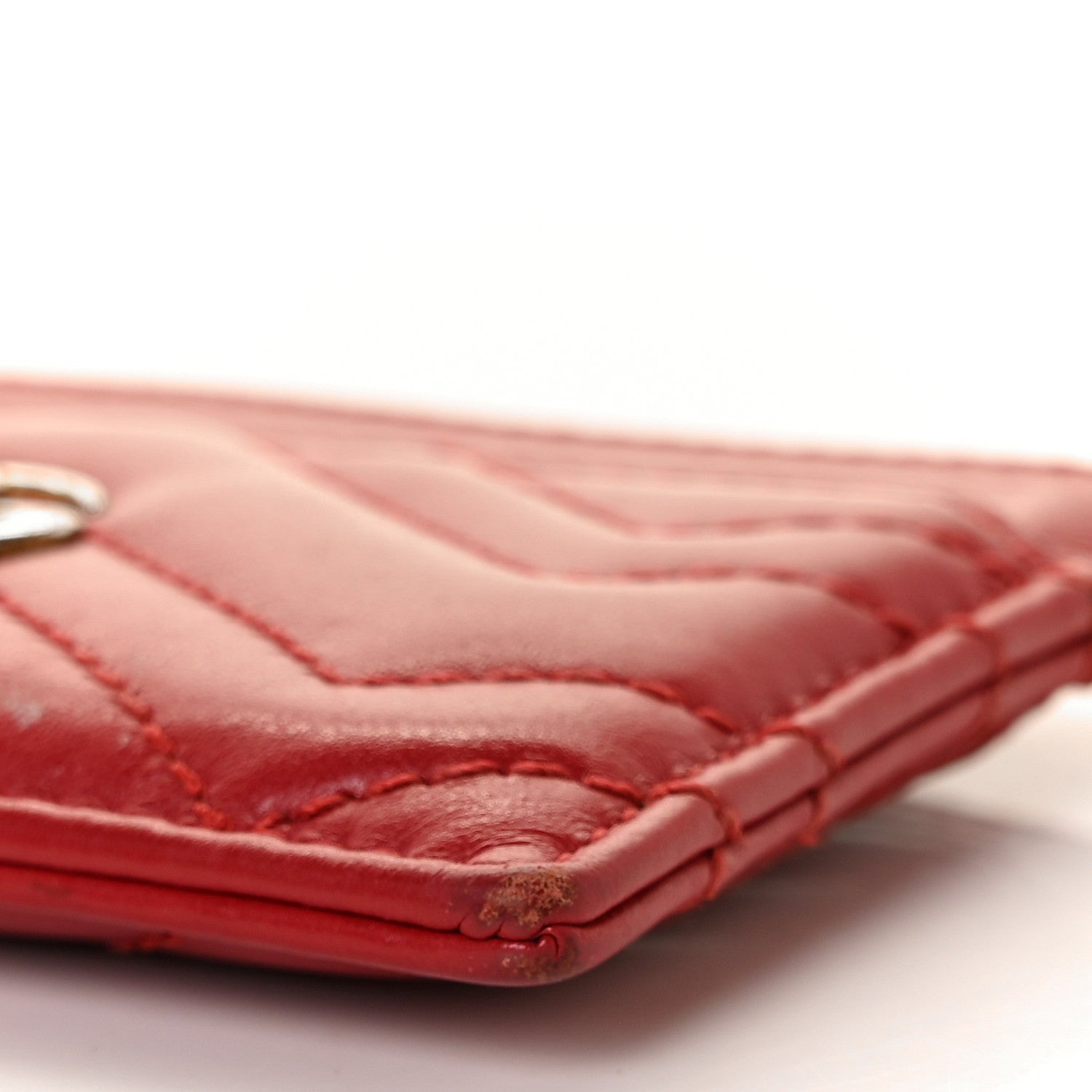 Gucci Calfskin Matelasse GG Marmont Card Holder Hibiscus Red 7 of 11