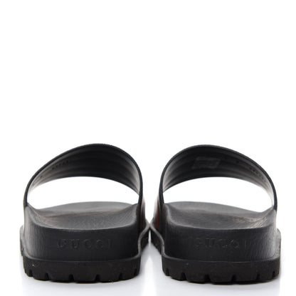 Gucci Rubber Web Mens Lug Sole Slide Sandals 5 Black Green Red 7 of 10
