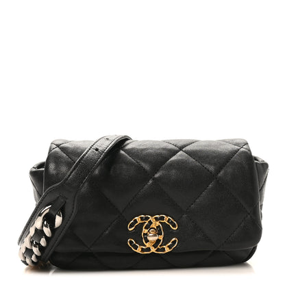 Chanel Lambskin Quilted Chanel 19 Waist Bag Black 1 of 10