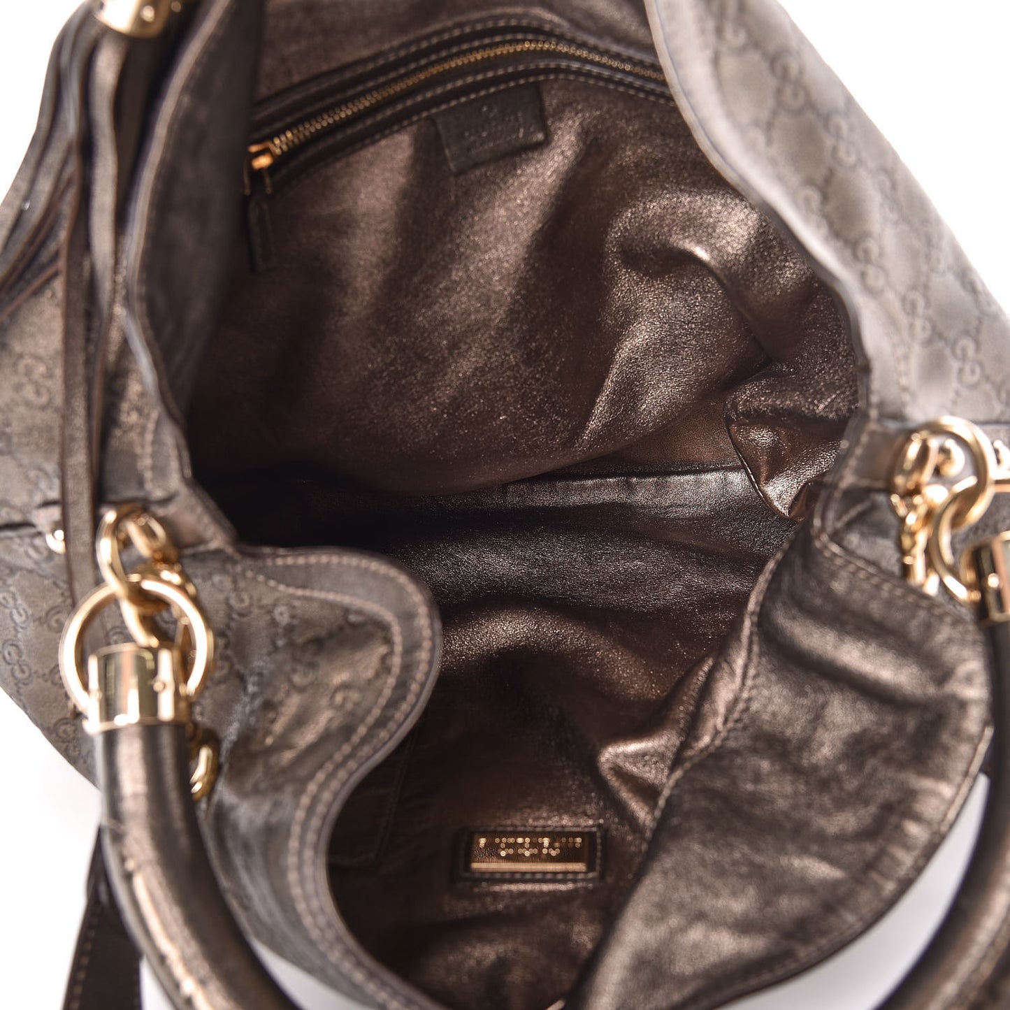 Metallic Guccissima Large Indy Top Handle Hobo Pewter