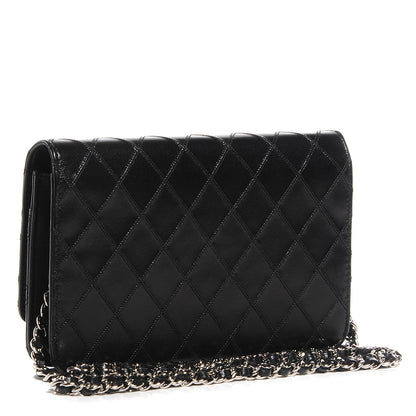 Chanel Lambskin Diamond Stitched Wallet On Chain WOC Black 3 of 8
