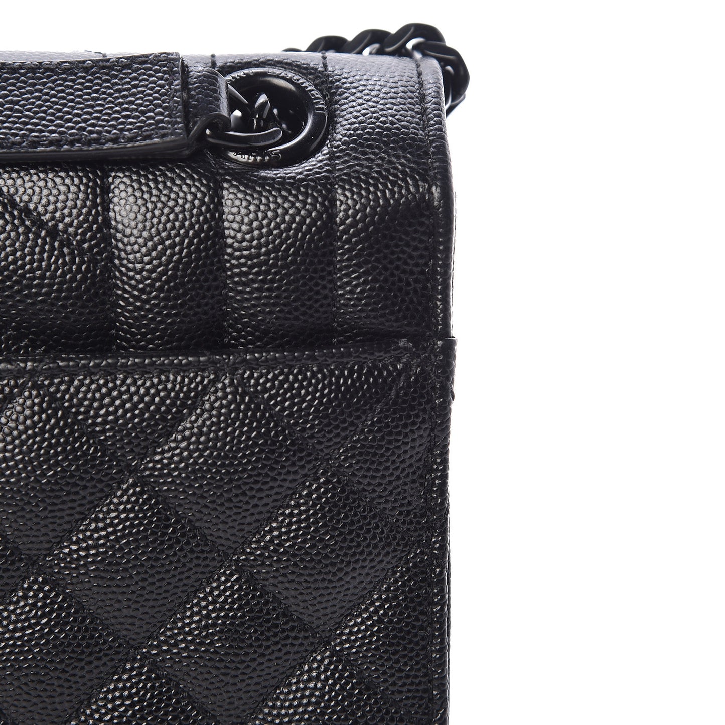 Grain De Poudre Textured Mixed Matelasse Triquilt Medium Monogram Satchel Black
