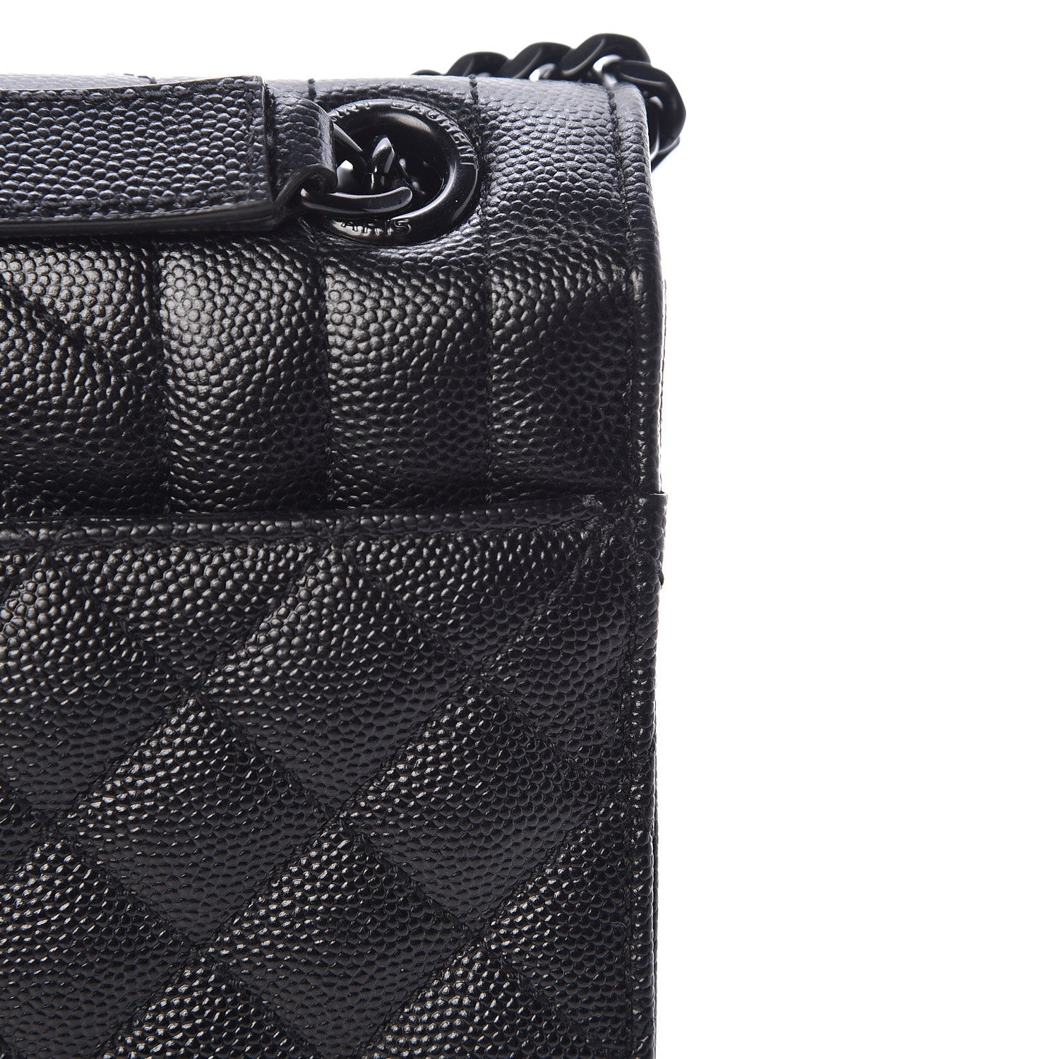 Saint Laurent Grain De Poudre Textured Mixed Matelasse Triquilt Medium Monogram Satchel Black 9 of 16