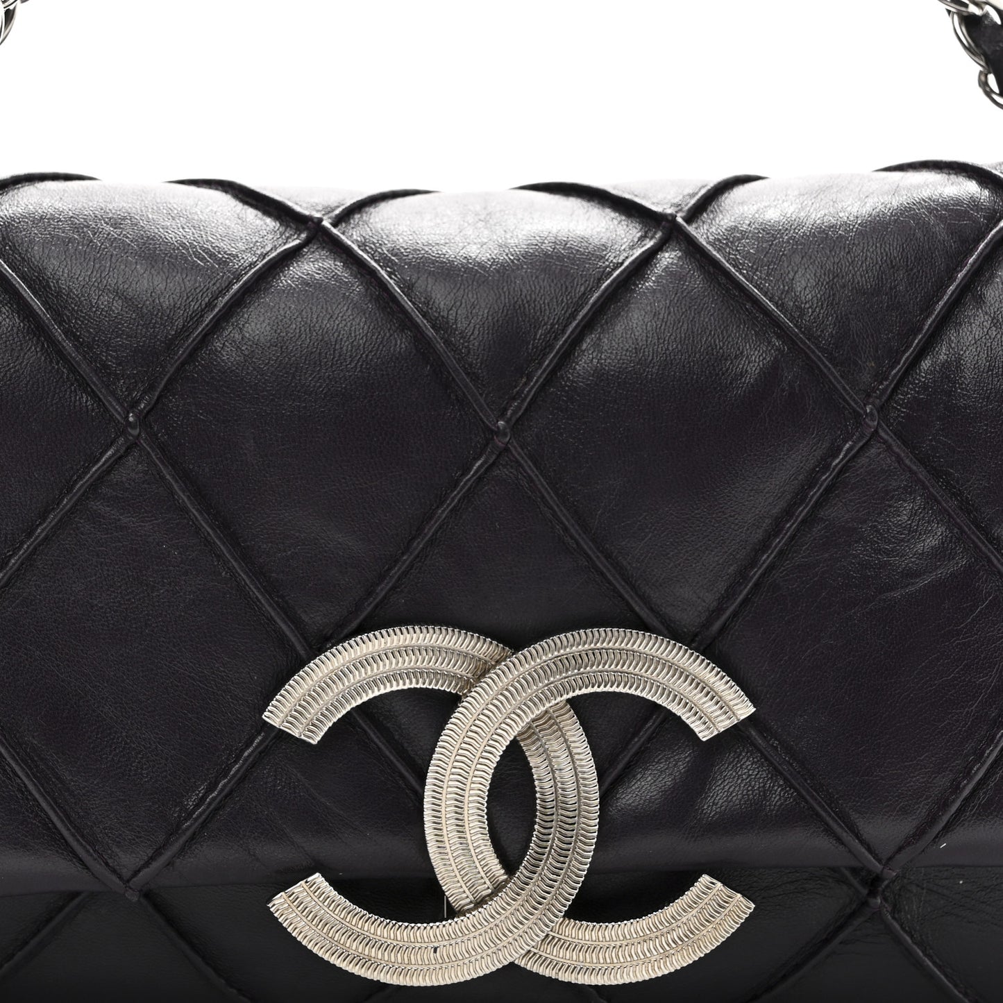 Lambskin Quilted Giant CC Flap Shoulder Bag Purple