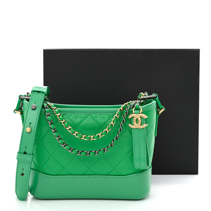 Chanel Aged Calfskin Quilted Small Gabrielle Hobo Green 13 of 13