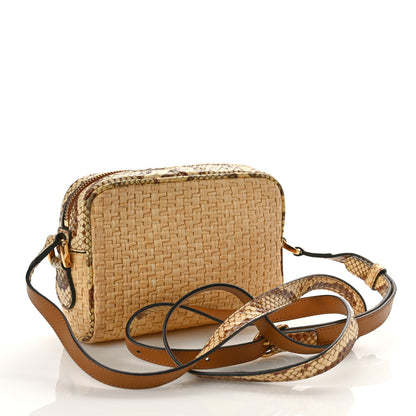 Gucci Raffia Elaphe Mini Ophidia Shoulder Bag Natural Cream Brown 3 of 9