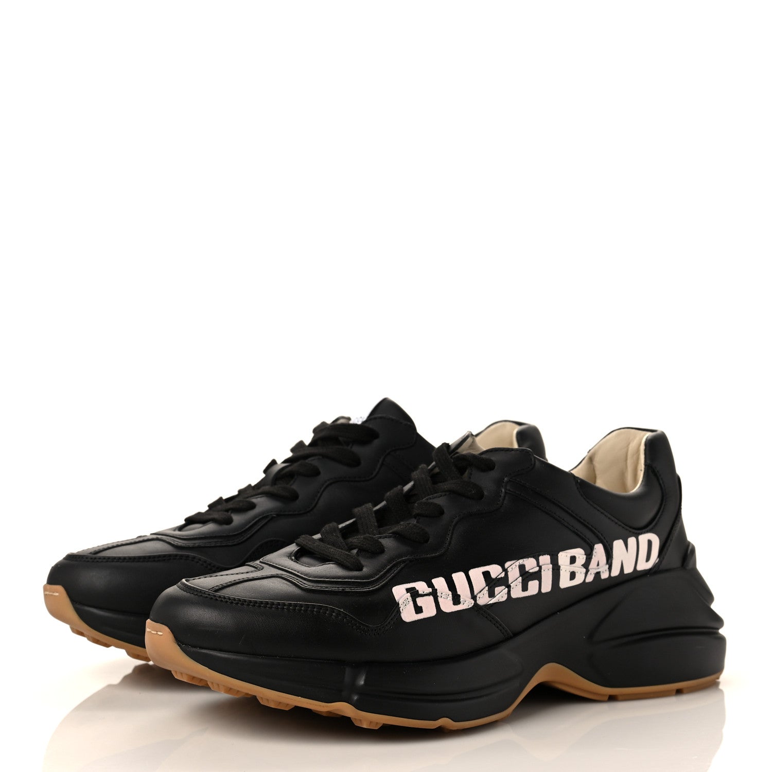 Gucci Calfskin Gucci Band Printed Mens Rhyton Sneakers 7 Apollo Black 3 of 9
