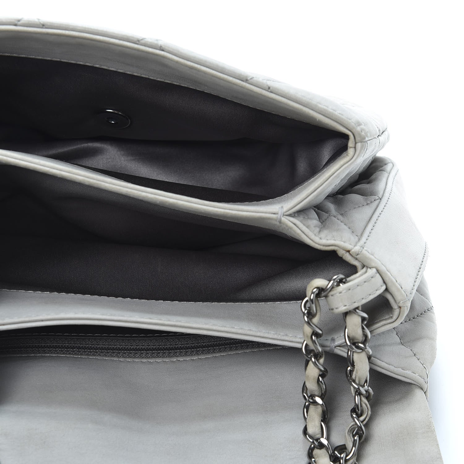 Chanel Lambskin Quilted Large 3 Flap Grey 4 of 10