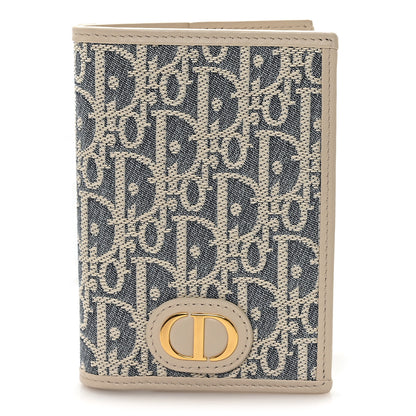 Christian Dior Oblique 30 Montaigne Passport Holder Blue Light Biscuit 1 of 7