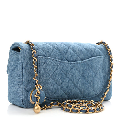 Chanel Denim Quilted Mini Pearl Crush Rectangular Flap Blue 3 of 11