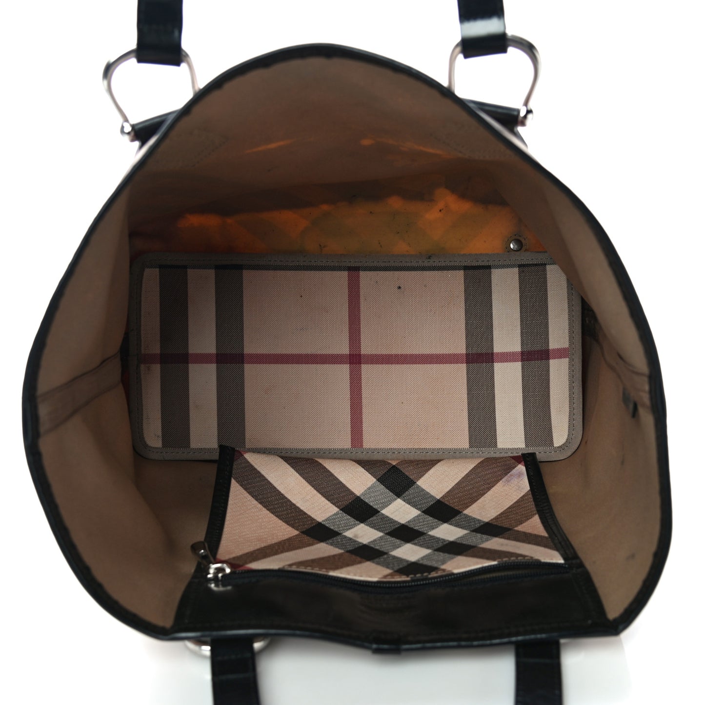 Nova Check Patent Trim Shopper Tote Black