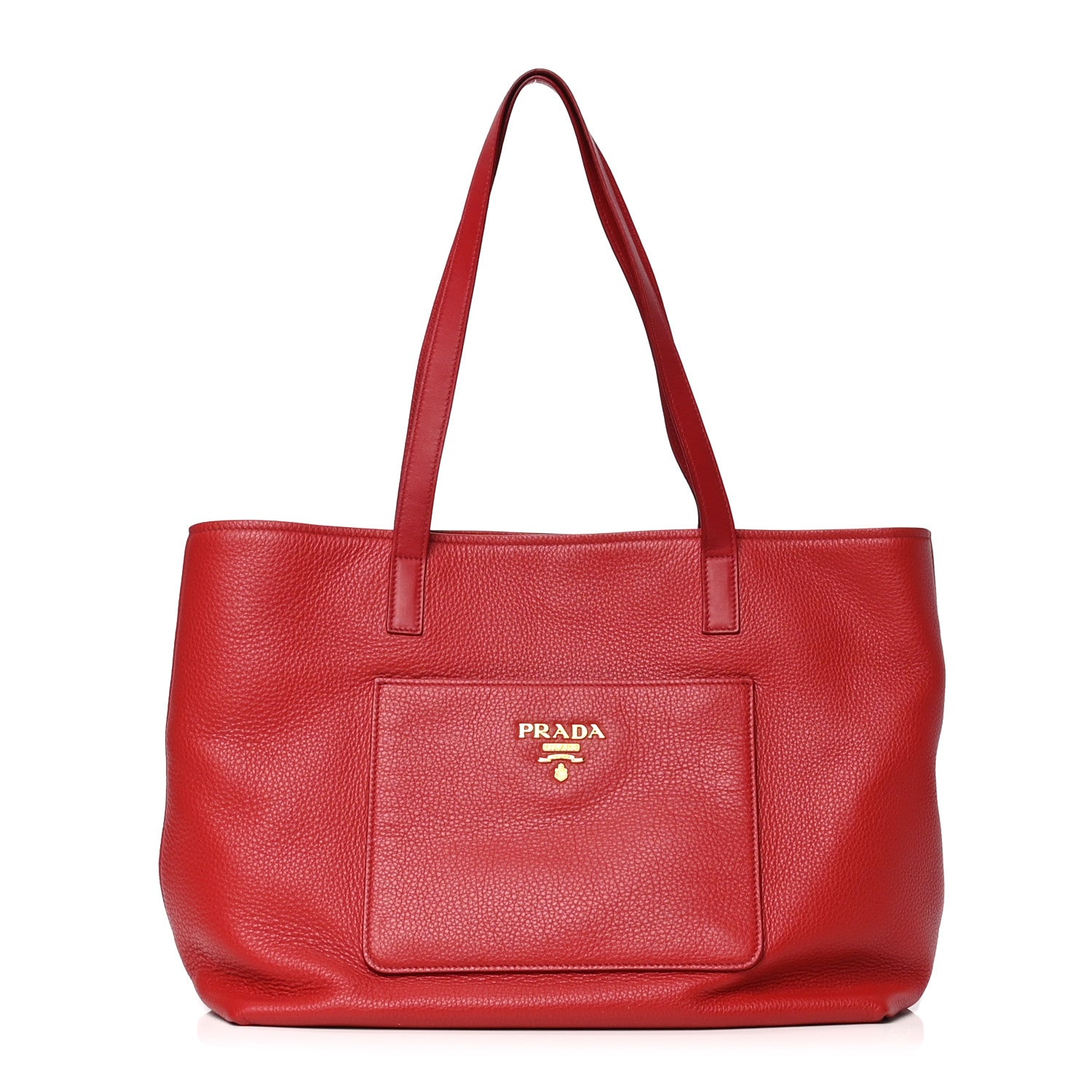 Prada Vitello Daino Pocket Shopping Tote Rosoo 1 of 5