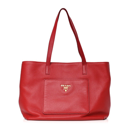 Prada Vitello Daino Pocket Shopping Tote Rosoo 1 of 5