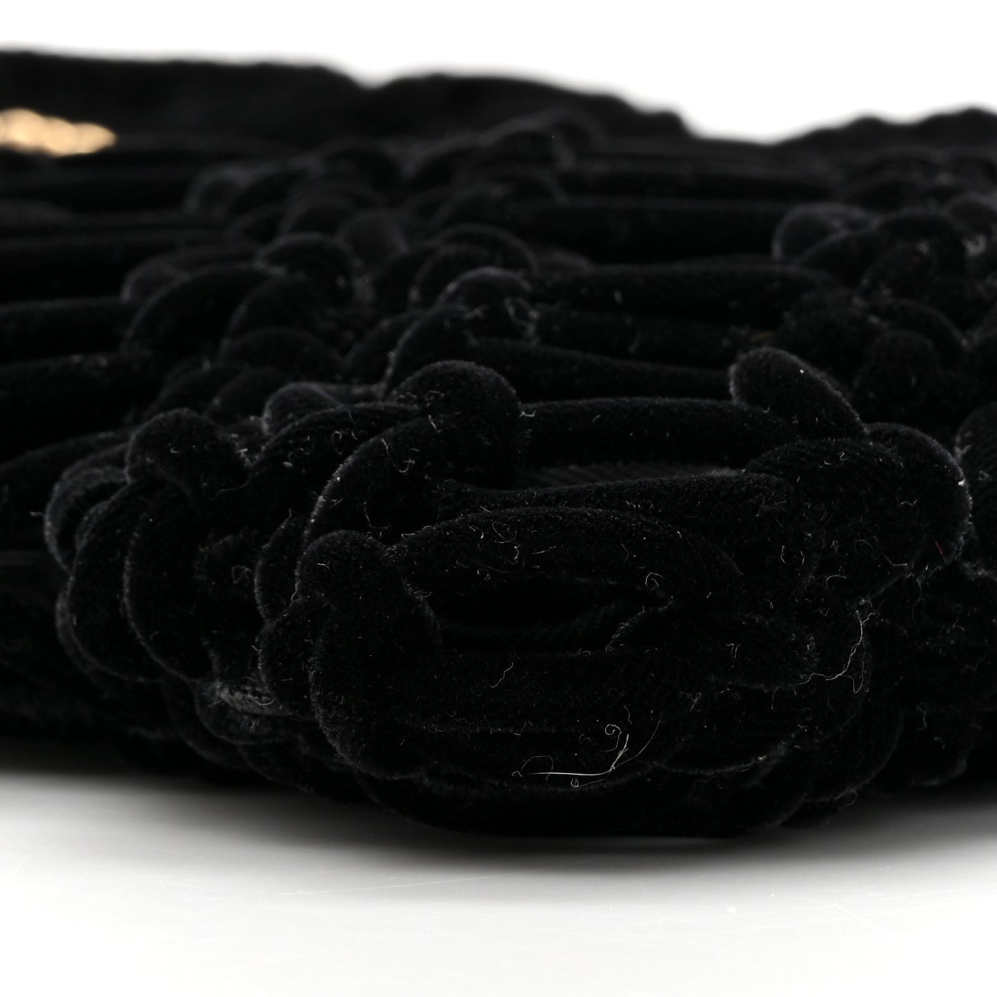 Braided Velvet Metallic Lambskin Precious Net Tote Black