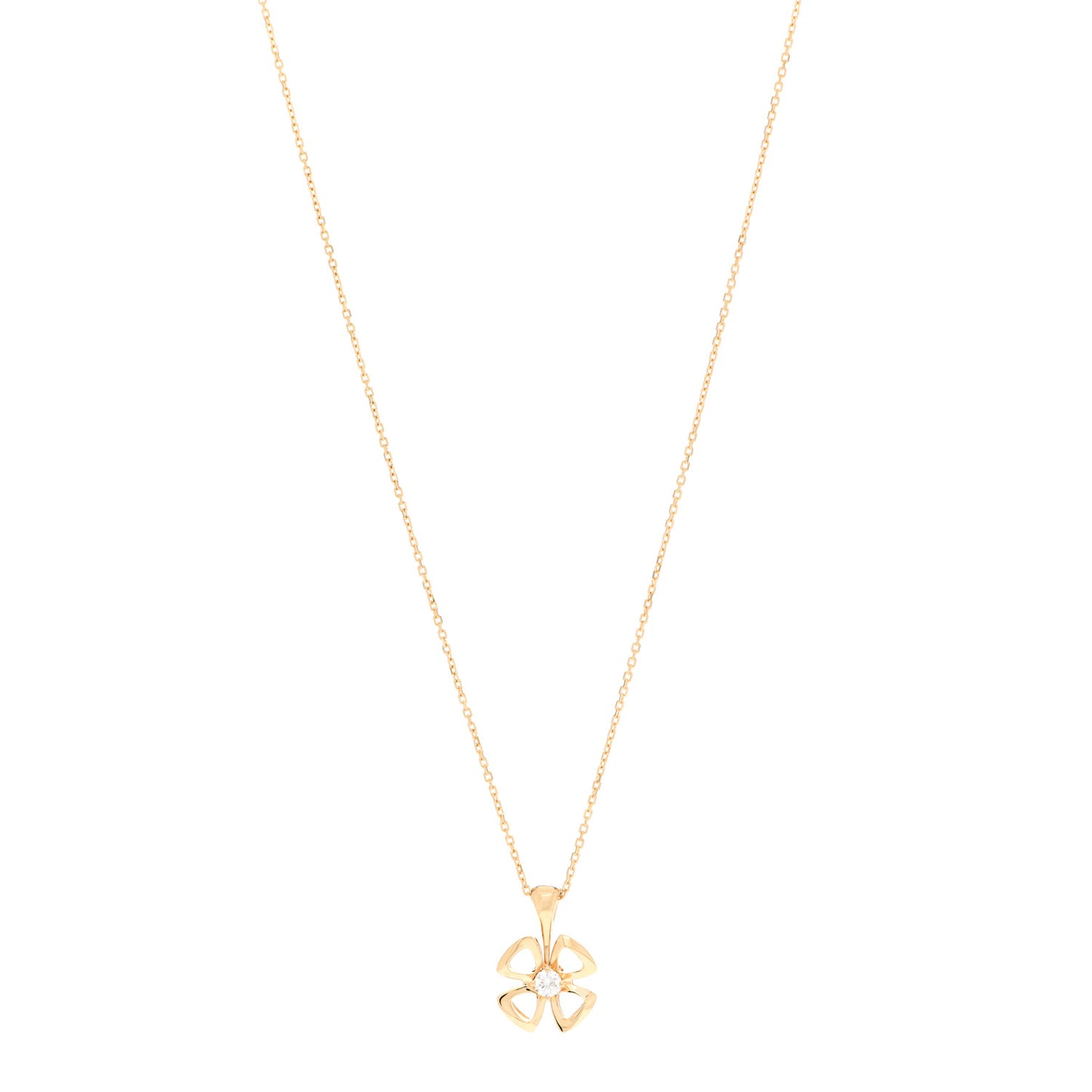 18K Yellow Gold Diamond Fiorever Pendant Necklace