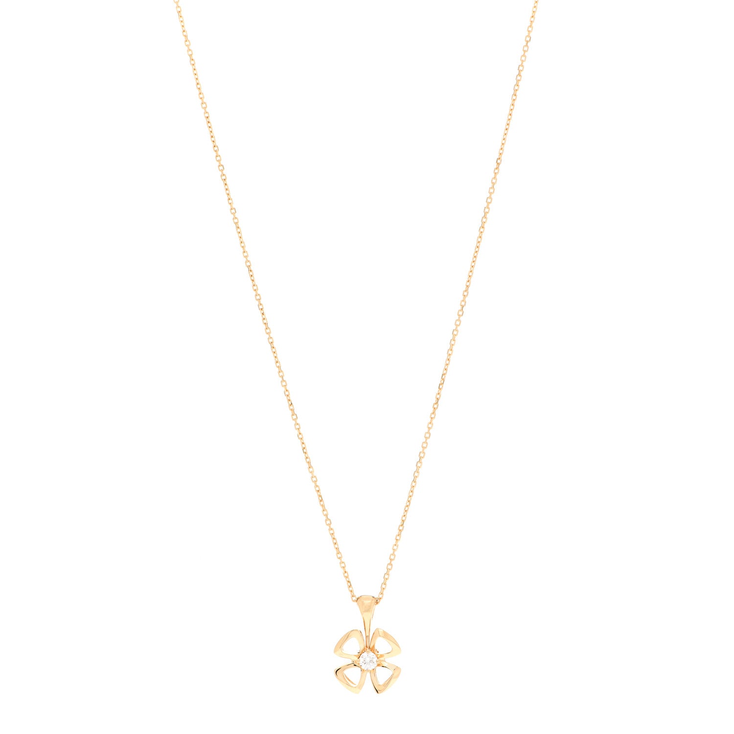Bulgari 18K Yellow Gold Diamond Fiorever Pendant Necklace 1 of 8