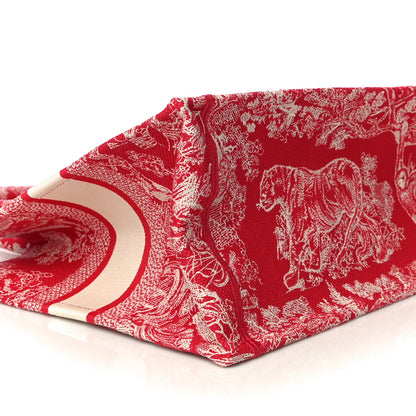 Christian Dior Canvas Embroidered Medium Toile De Jouy Reverse Book Tote Fuchsia 8 of 10