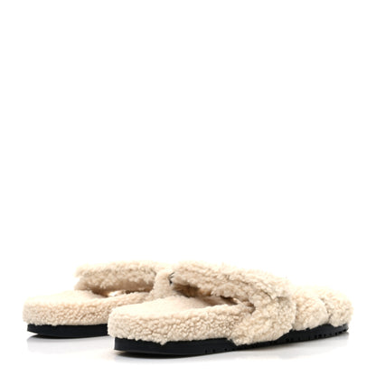 Hermes Woolskin Womens Chypre Sandals 40 Ecru 5 of 9