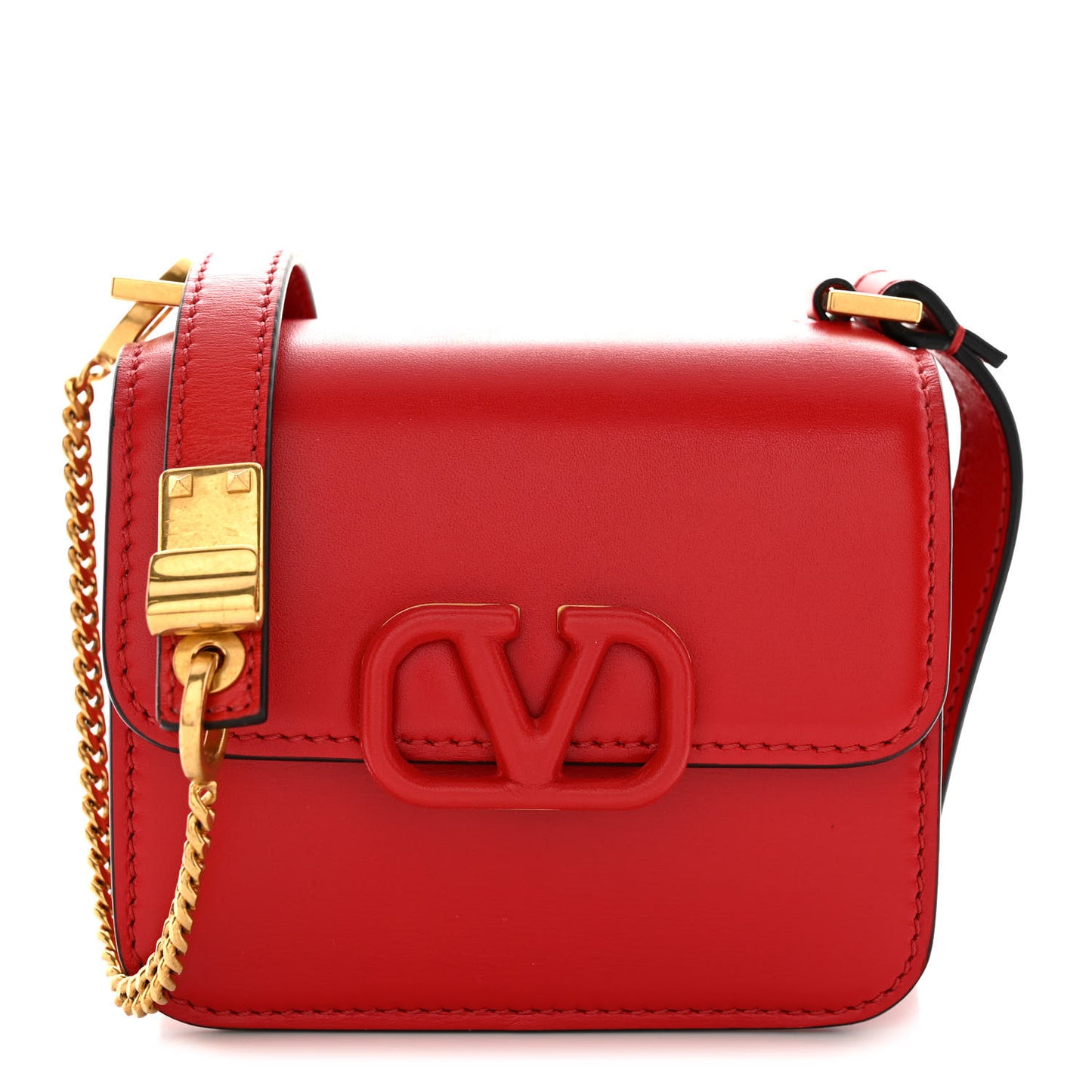 Smooth Calfskin Micro VSling Shoulder Bag Rouge Pur