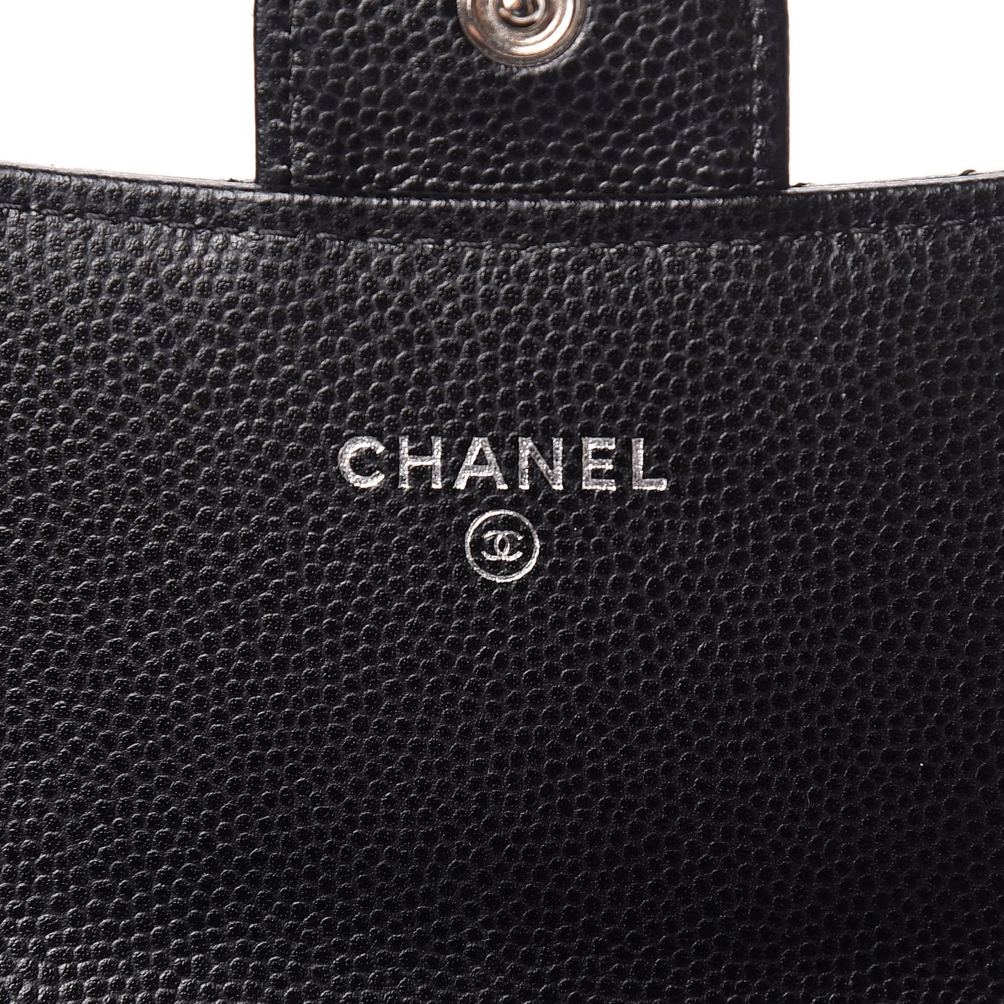 Caviar Chevron Quilted Large Flap Wallet Black