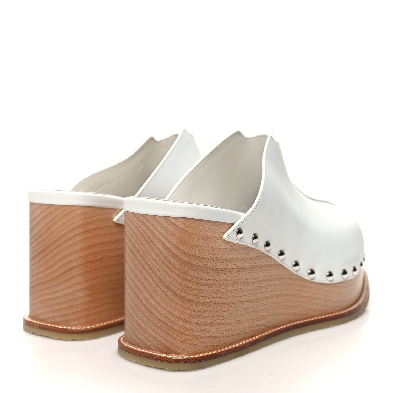 Hermes Calfskin Beechwood Earth Mules 37 White 4 of 8