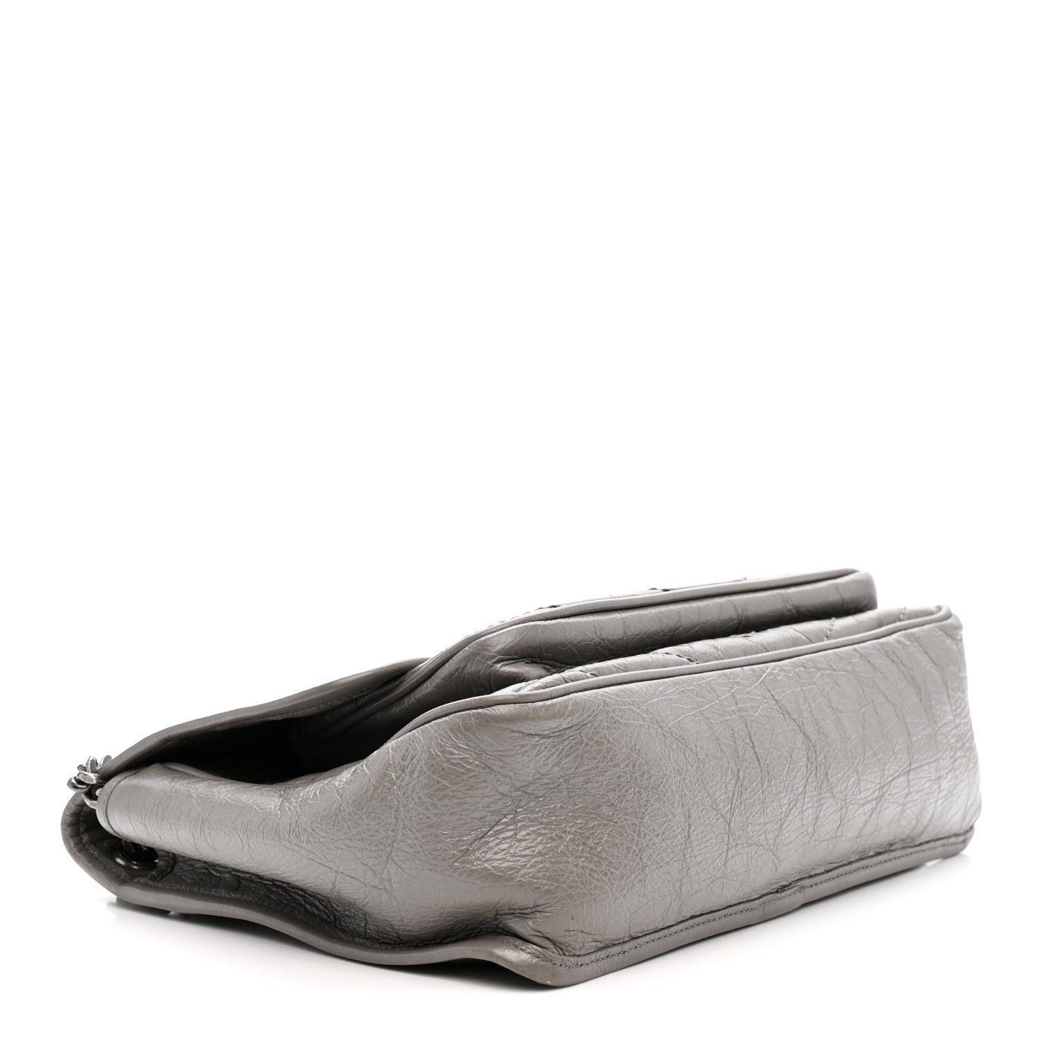 Saint Laurent Crinkled Calfskin Matelasse Monogram Medium Niki Chain Satchel Storm 4 of 15